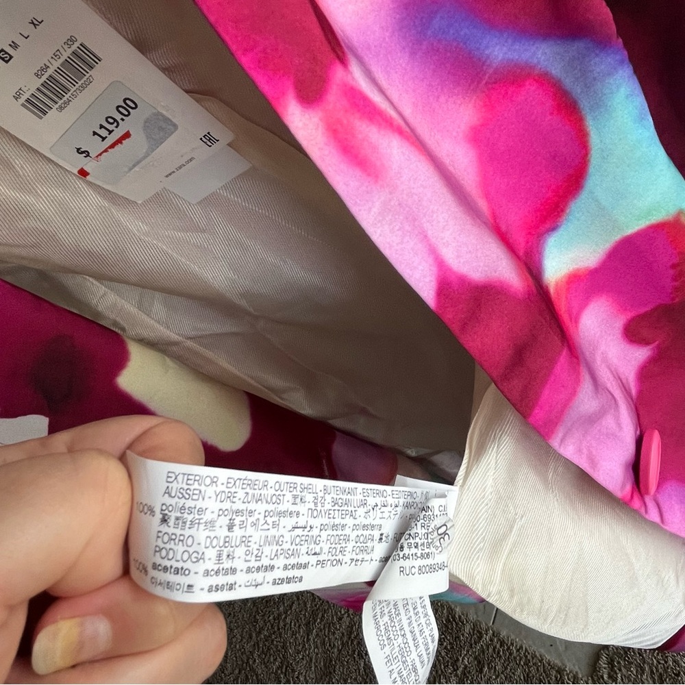 Zara Floral Watercolor Blazer in Pink, Burgundy, Lavender with Tie Belt - Picture 6 of 8